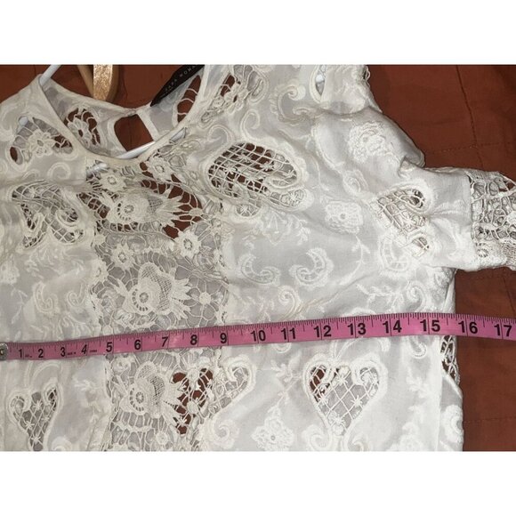 Zara Boho White Lace Crochet Women's Mini Dress Size XS - Picture 9 of 10